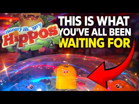 WORLD'S BIGGEST HUNGARY HIPPOS GAME.Can we get Emma on? Uk holiday resort Scarborough,claw 2p pusher