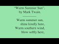 Poem by Mark Twain: “Warm Summer Sun”