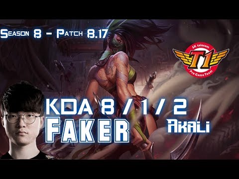 SKT T1 Faker AKALI vs VLADIMIR Mid - Patch 8.17 KR Ranked