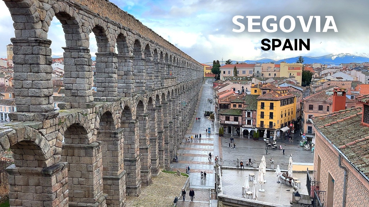 Immersive street-level walking tour through Segovia Acueducto, Spain, showcasing authentic urban landscapes, local architecture, and the vibrant atmosphere of the city's neighborhoods