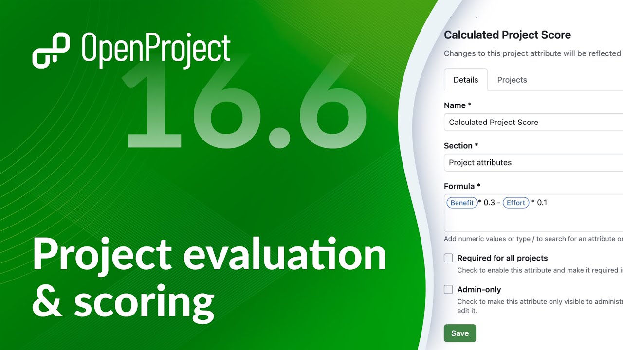 OpenProject 16.6: Project evaluation and scoring