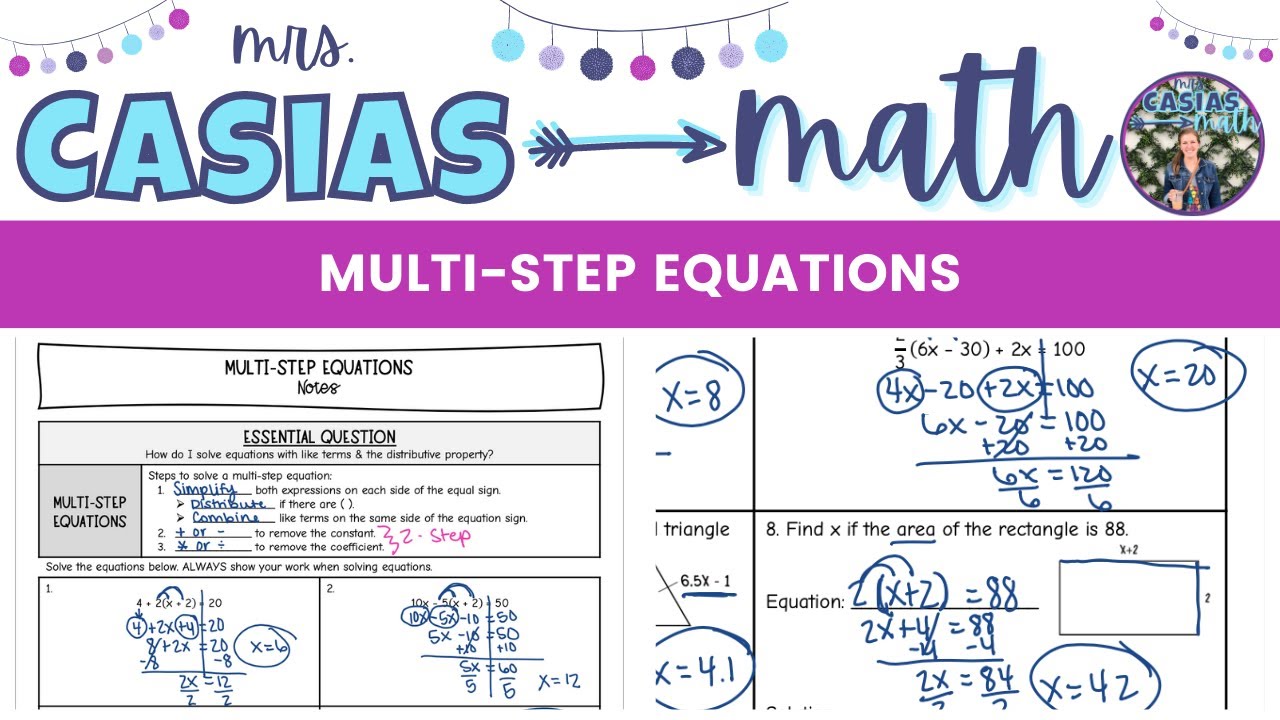 Solving Multi-Step Equations | 8th Grade Math Pre-Algebra