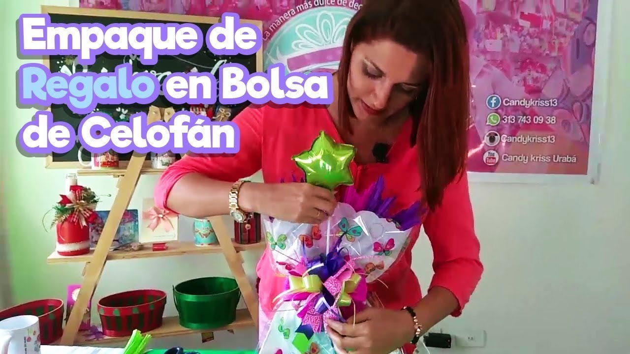 Empaque de Regalo en Bolsa de Celofán |Tutorial como hacer una envoltura de regalo.
