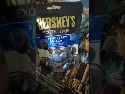 opening Hershey's blueberry and Acai. flavoured centre chocolate