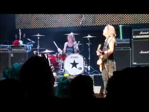 Drummer Zoltan Chaney performing with SLAUGHTER at Arcada Theatre.