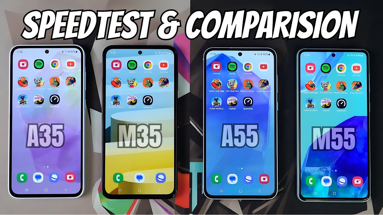 Samsung A35 vs Samsung A55 vs Samsung M35 vs Samsung M55 | Speedtest & Camera Comparison