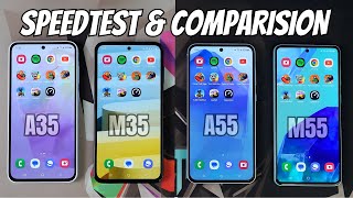 Samsung A35 vs Samsung A55 vs Samsung M35 vs Samsung M55 | Speedtest & Camera Comparison