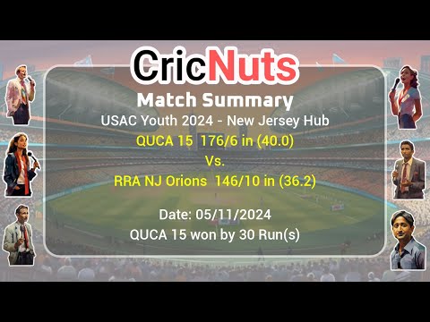QUCA 15 vs RRA NJ Orions - 05/11/2024 - USAC Youth 2024 - New Jersey Hub-USA Cricket Junior Pathway