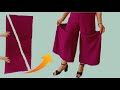 Very Easy how to Cutting and Trousers Stitching | Palazzo Skirt Pants Tutorial with for beginners