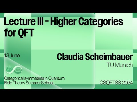 Claudia Scheimbauer, Lecture III: Higher Categories for QFT