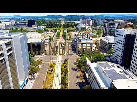 Canberra Capital city of Australia CBD skyline city streets and light rail