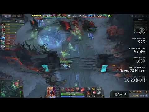 OpenAI vs HUMANS   FIRST WIN EVER!   HUMAN vs NEW BOT ARENA DOTA 2