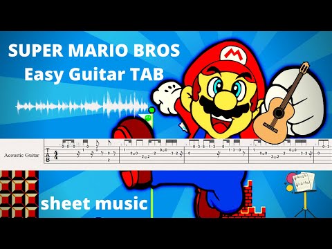 SUPER MARIO BROS THEME - Easy Guitar Tab Tutorial + SHEET MUSIC