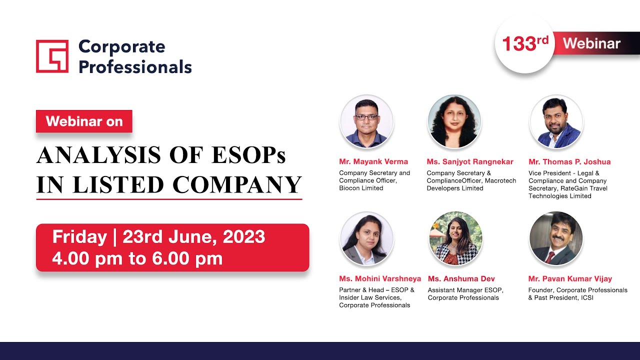 Webinar on “Analysis of ESOPs in Listed Company”
