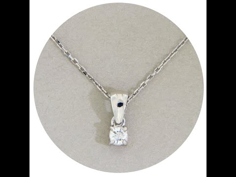 Pandantiv cu Lant Aur 14k Alb Elegant Solitaire Diamante Naturale - Amalia