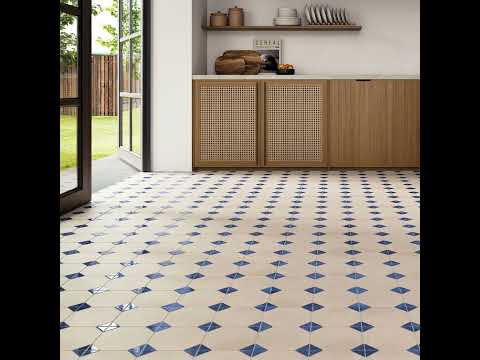 Carrelage sol traditionnel Kent sable bleuté 33x33 cm