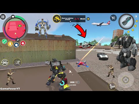 Rope Hero: Vice Town - (Transformer Monster Truck Fight Military) Helicopter - Android Gameplay HD