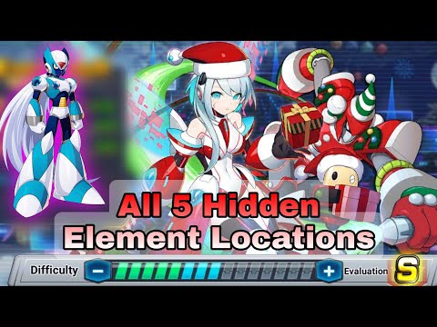 The Rebellious Messenger of Xmas All 5 Hidden Element Locations! | ViA Run (Diff 8) - MegaMan X DiVE