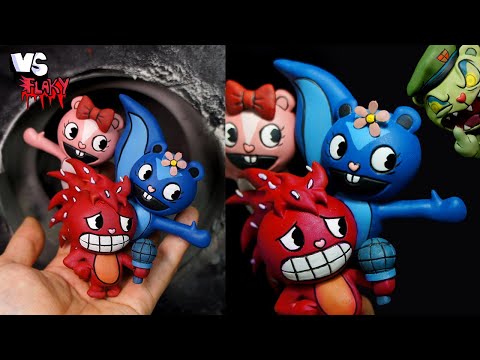 [FNF]Making Flaky, Petunia and Giggles Sculpture Timelapse [Happy Tree Friends] Friday Night Funkin'