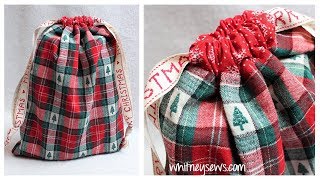 Drawstring Bag With Contrast Casing | Beginner Friendly DIY | Whitney Sews