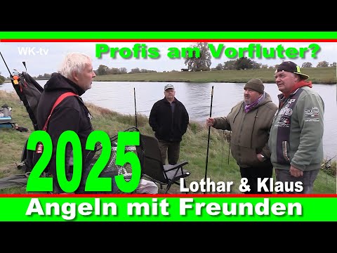 Lothar and Klaus at the drainage ditch in Quitzöbel, fishing with friends - What are the catfish,...