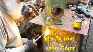 John Deere type e broken block repair (brazing cast iron) 3of4