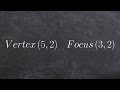 Find The Equation Vertex 5 2 Focus 3 2