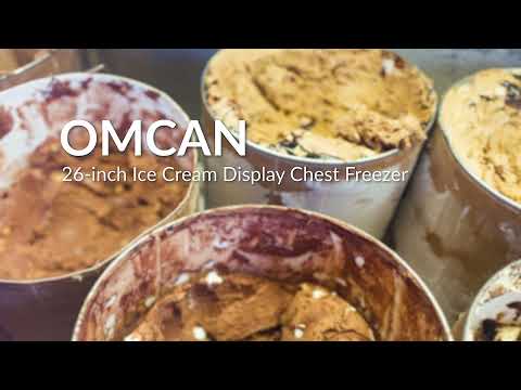Video thumbnail for 26″ Ice Cream Display Chest Freezer with Curved Glass Top, 5.6 cu.ft. Capacity – 110 V, 345 W