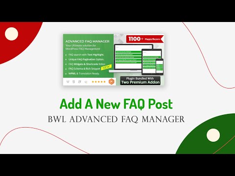 Add New FAQ Post | BWL Advanced FAQ Manager | WordPress Plugin