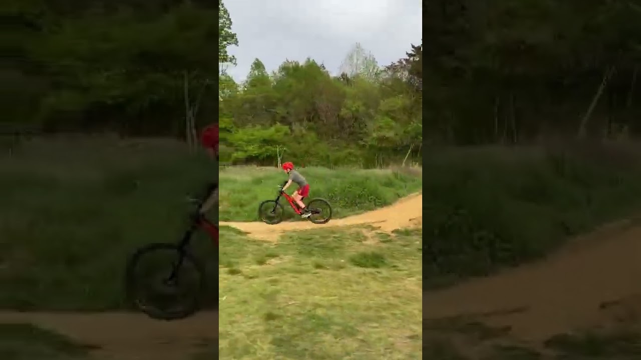9 year old riding a Rocky Mountain Reaper 24 mountain bike at Hobby Park in North Carolina