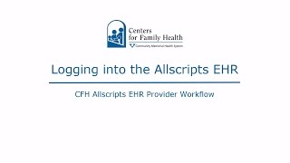 Logging into the Allscripts EHR