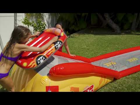 Dmuchana ślizgawka tor samochodowy+ dwie deski INTEX 57167 Racing Fun Slide