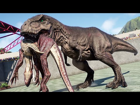 TYRANNOSAURUS REX vs EVERY DINOSAUR ON ISLA NUBLAR - Jurassic World Evolution 2