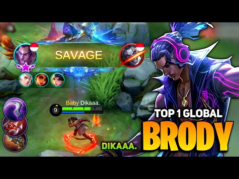 SAVAGE! Brody Best Build Jungle [ Top 1 Global Brody Gameplay ] By Dikaaa. - Mobile Legends