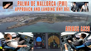 MALLORCA  (PMI) | Full Airbus approach over the island to runway 06L | pilots, cockpit + charts view