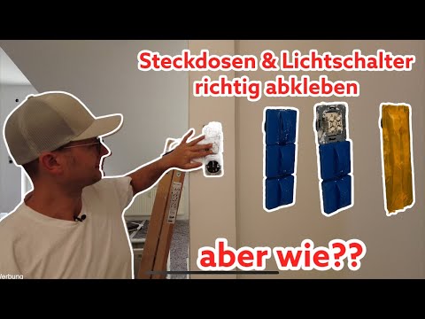 Steckdosen und Lichtschalter richtig abkleben vor dem Streichen Malerarbeiten 4K
