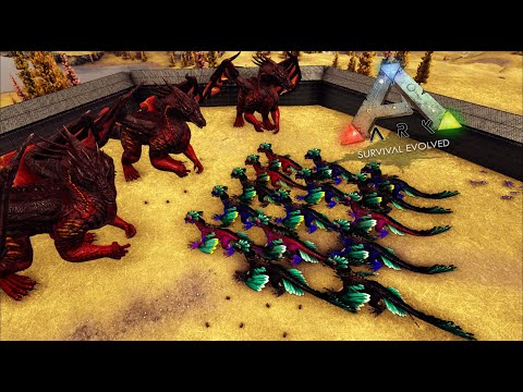 ARK| Rock Drakes with 200 Mutations vs 3 bosses at the same time!