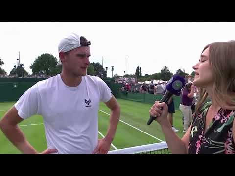 UPSET! Hamish Stewart (550) match point & interview after 2nd round qualifying win at 2025 Wimbledon