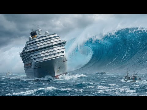 Largest Tsunami Waves Ever | Super Giant Ferry Sinks in Open Ocean (AI VFX)