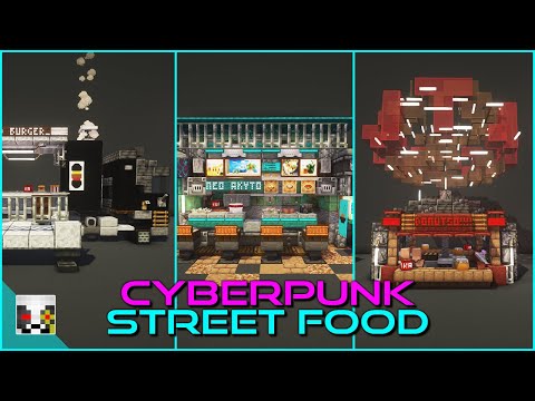 10+ Cyberpunk Street Food Build Ideas - Minecraft 1.19+