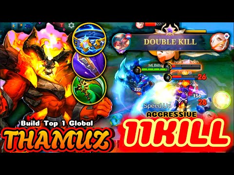 THE AGGRESSIVE PLAY 11KILL ( THAMUZ CRAZY JUNGLE ) BUILD TOP 1 GLOBAL THAMUZ | MLBB