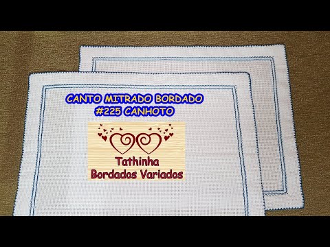 *225* CANTO MITRADO BORDADO COM PONTO RETO DUPLO *VERSÃO CANHOTO* Tathinha Bordados Variados