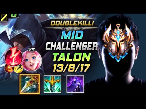 Challenger Talon MID vs Seraphine - 천상계 미드 탈론 템트리 룬 자객 감전 タロン Талон 刀锋之影 塔隆 - LOL KR 11.5