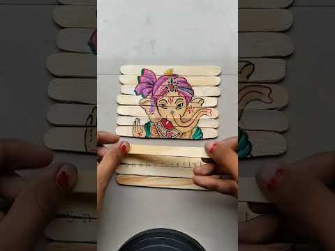 ganisha painting on ice cream stick 🥰#shorts #ganpatibappamorya #ganesh #viral