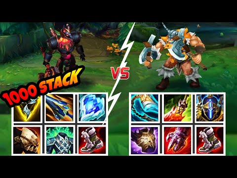 OLAF vs NASUS (1000 STACKS) FULL BUILD FIGHT
