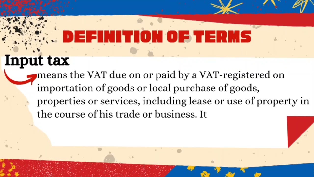 VAT definitions: Output Tax and Input Tax