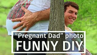 DIY Funny Pregnant Daddy Maternity Photoshoot