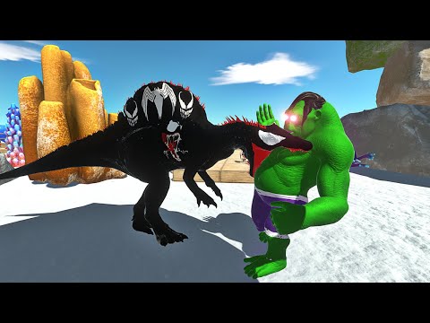 VENOM SPINOSAURUS vs HULK GORO DEATH RUN - Animal Revolt Battle Simulator
