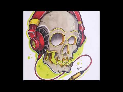 New school Skull DJ tattoo design timelapse