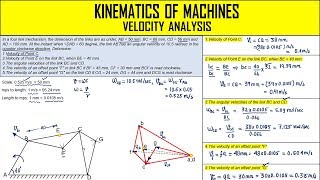 Kinematics of Machines | Velocity Analysis | Four bar mechanism | Problem 1